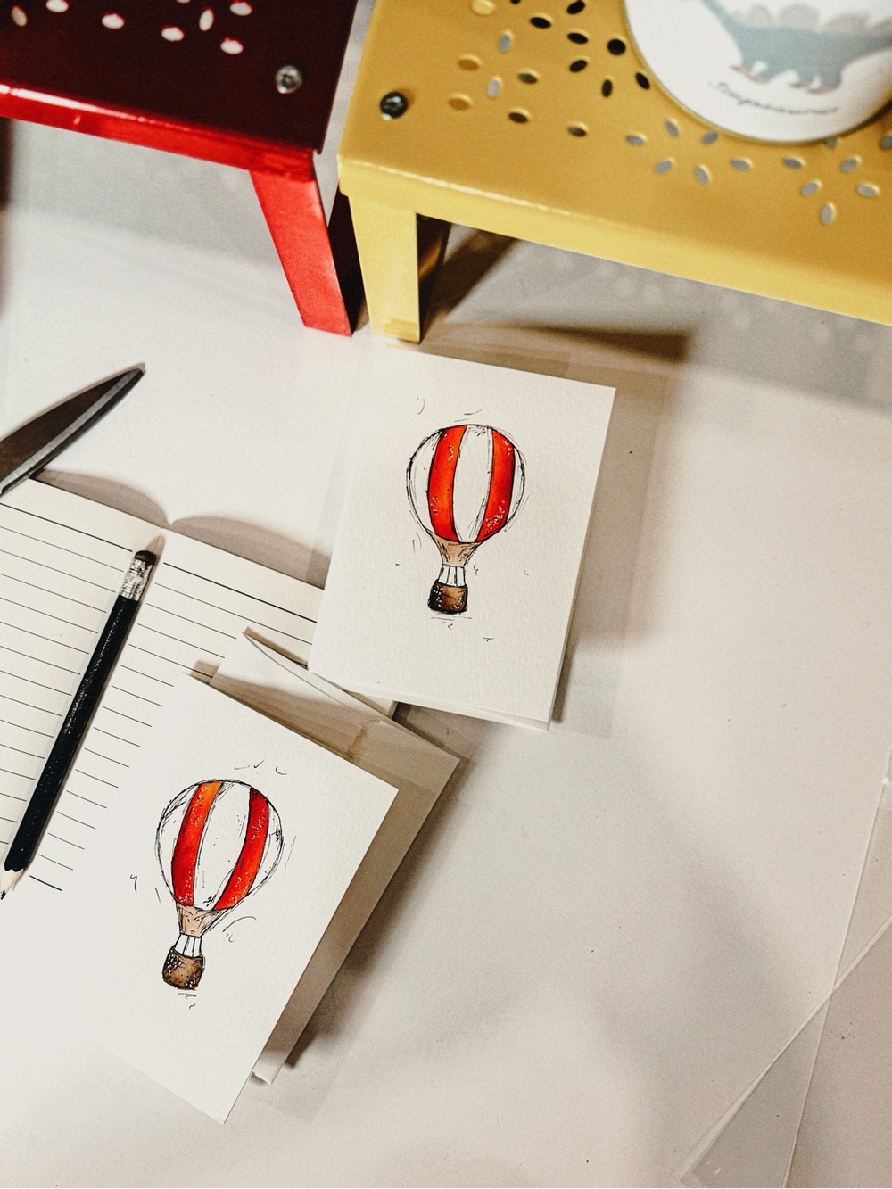 Hot Air Balloon Watercolor Greeting Cards